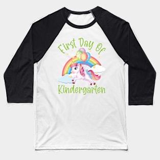 Pretty Unicorn and Rainbow | First Day of Kindergarten Baseball T-Shirt